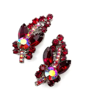 【USA輸入】ヴィンテージ JULIANA ガーネットレッド ビジュー イヤリング/Vintage JULIANA Garnet Red Bijou Clip On Earrings