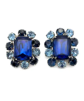 【USA輸入】ヴィンテージ  サファイア アクア ブルー ビジュー イヤリング/Vintage Sapphire Aqua Blue Bijou Clip On Earrings