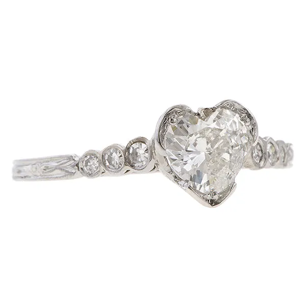 Vintage Engagement Ring, Heart 0.68ct.