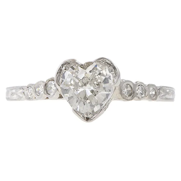 Vintage Engagement Ring, Heart 0.68ct.