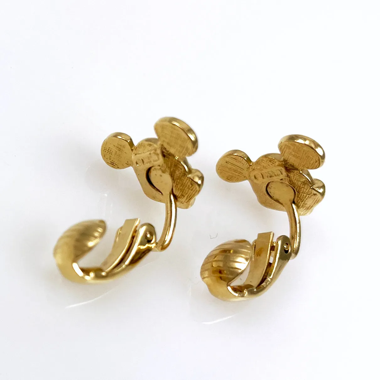 Vintage Mickey Mouse Gold Earrings Clip On