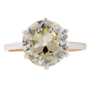 Vintage Solitaire Engagement Ring, Circular Brilliant 4.04ct.