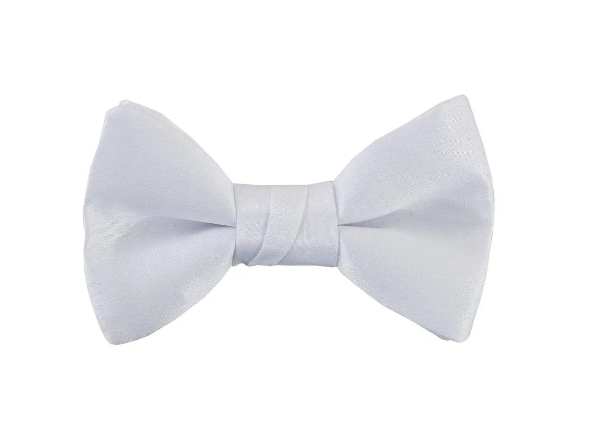 White Satin Adjustable Bow Tie for Baby, Toddlers, Boys and Youth