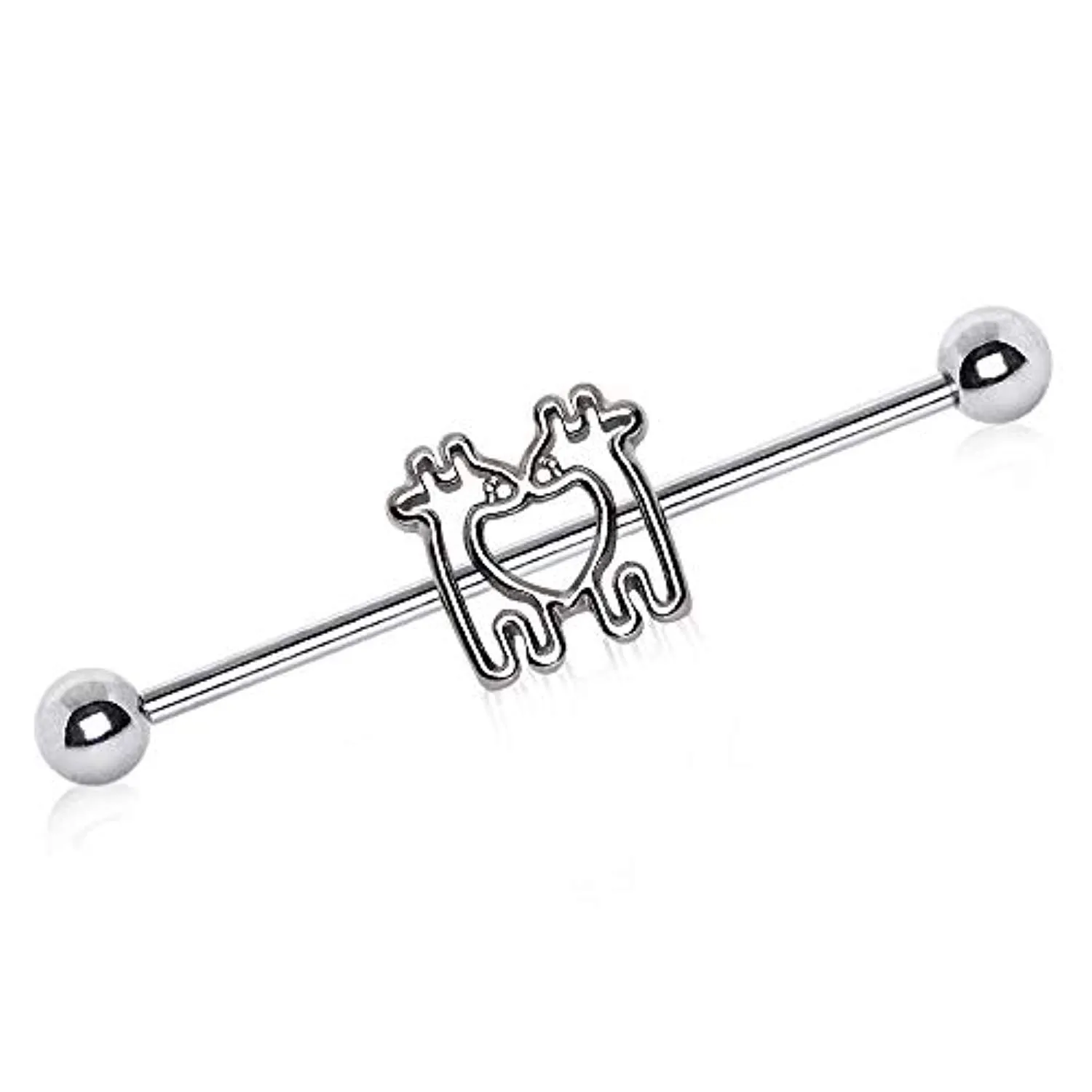 WildKlass 316L Stainless Steel Giraffes in Love Industrial Barbell