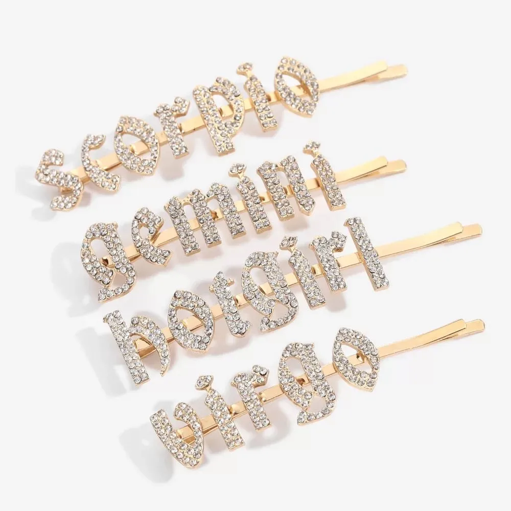 Zodiac Signs   Drippin Glam Savage Hotgirl Rhinestone Hair Pins