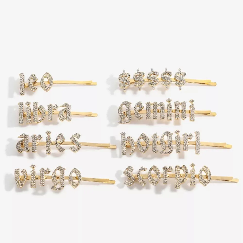 Zodiac Signs   Drippin Glam Savage Hotgirl Rhinestone Hair Pins