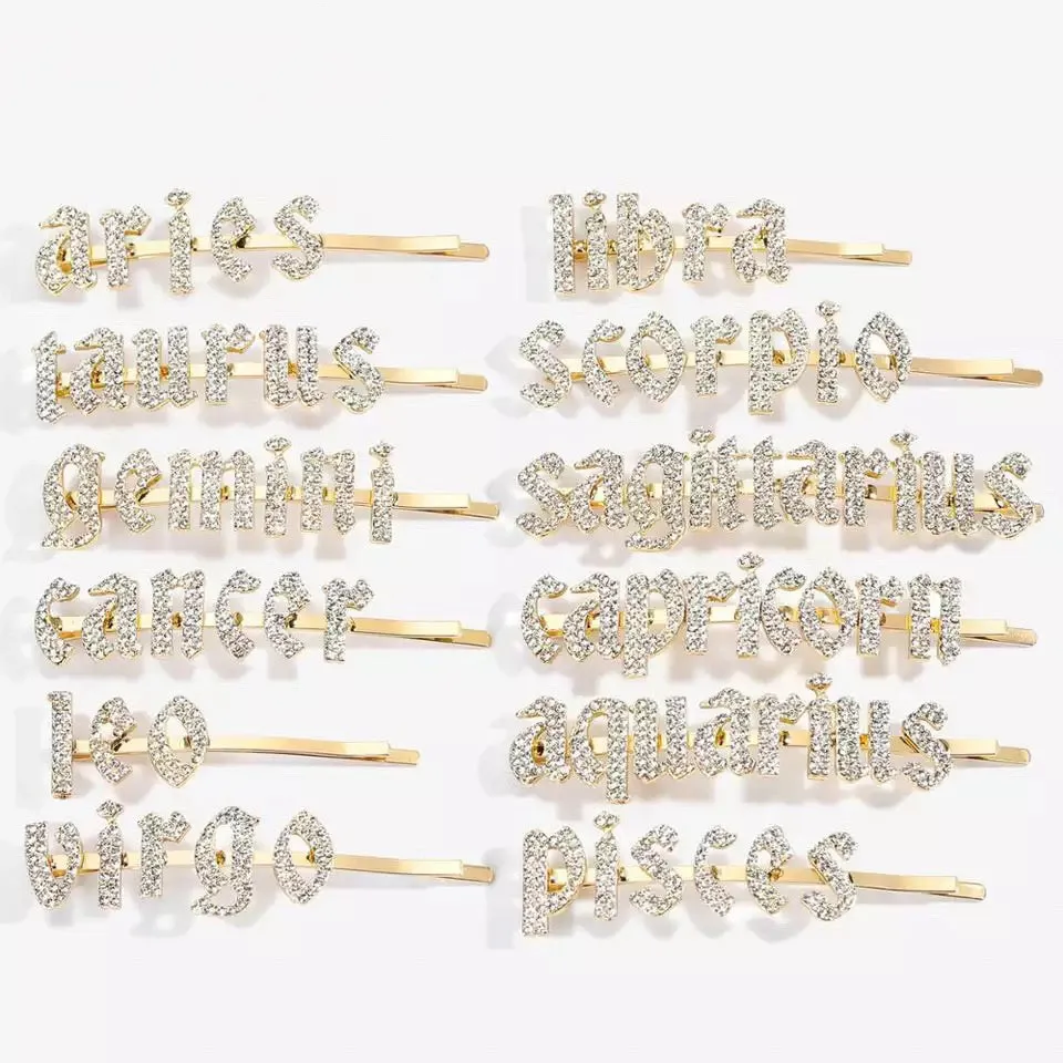 Zodiac Signs   Drippin Glam Savage Hotgirl Rhinestone Hair Pins